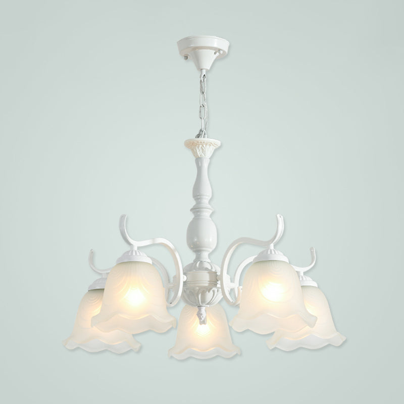 Bell Shade Handblown Glass Suspension Light Rustic Living Room Chandelier Light in White 5 White B Clearhalo 'Ceiling Lights' 'Chandeliers' Lighting' options 2217143_7944a6cc-ad88-46a5-9ed6-cd50716174fd