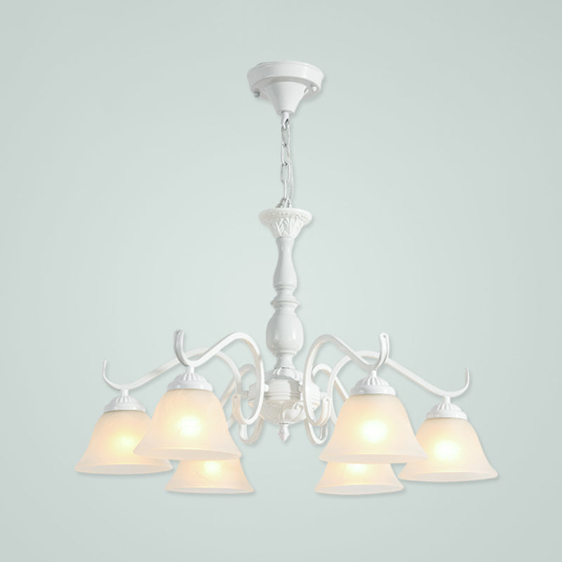 Bell Shade Handblown Glass Suspension Light Rustic Living Room Chandelier Light in White 6 White A Clearhalo 'Ceiling Lights' 'Chandeliers' Lighting' options 2217145_0f7d1638-ca08-4af6-ab30-02e01ca177bf