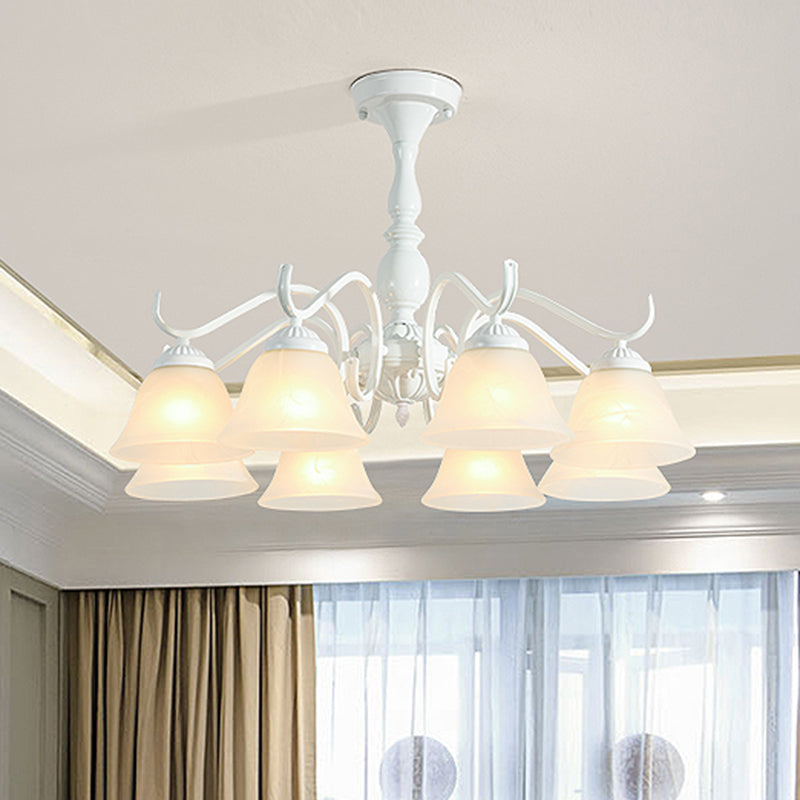 Bell Shade Handblown Glass Suspension Light Rustic Living Room Chandelier Light in White 8 White A Clearhalo 'Ceiling Lights' 'Chandeliers' Lighting' options 2217146_4f2a1dca-0d15-4eb3-b2a5-008c7fcd71d6