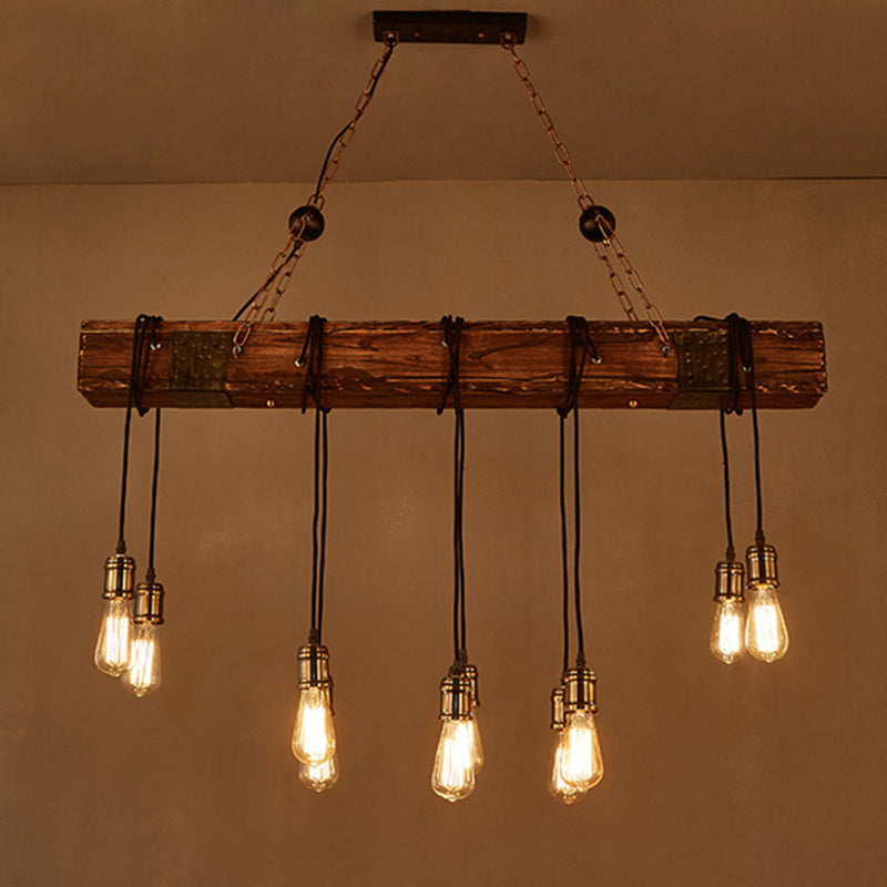 Open Bulb Metallic Pendant Light Vintage Style Restaurant Hanging Island Lighting Brown Clearhalo 'Ceiling Lights' 'Island Lights' Lighting' 2217149