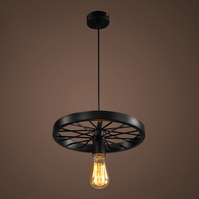 Open Bulb Metallic Pendant Light Vintage Style Restaurant Hanging Island Lighting Black Clearhalo 'Ceiling Lights' 'Island Lights' Lighting' 2217150