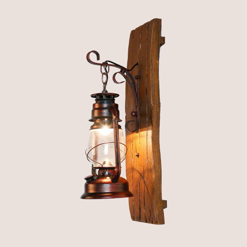 Iron Lantern Kerosene Light Industrial Style Single Corridor Wall Lighting Fixture in Bronze Bronze H Clearhalo 'Art deco wall lights' 'Cast Iron' 'Glass' 'Industrial wall lights' 'Industrial' 'Middle century wall lights' 'Modern' 'Rustic wall lights' 'Tiffany' 'Traditional wall lights' 'Wall Lamps & Sconces' 'Wall Lights' Lighting' 2217262