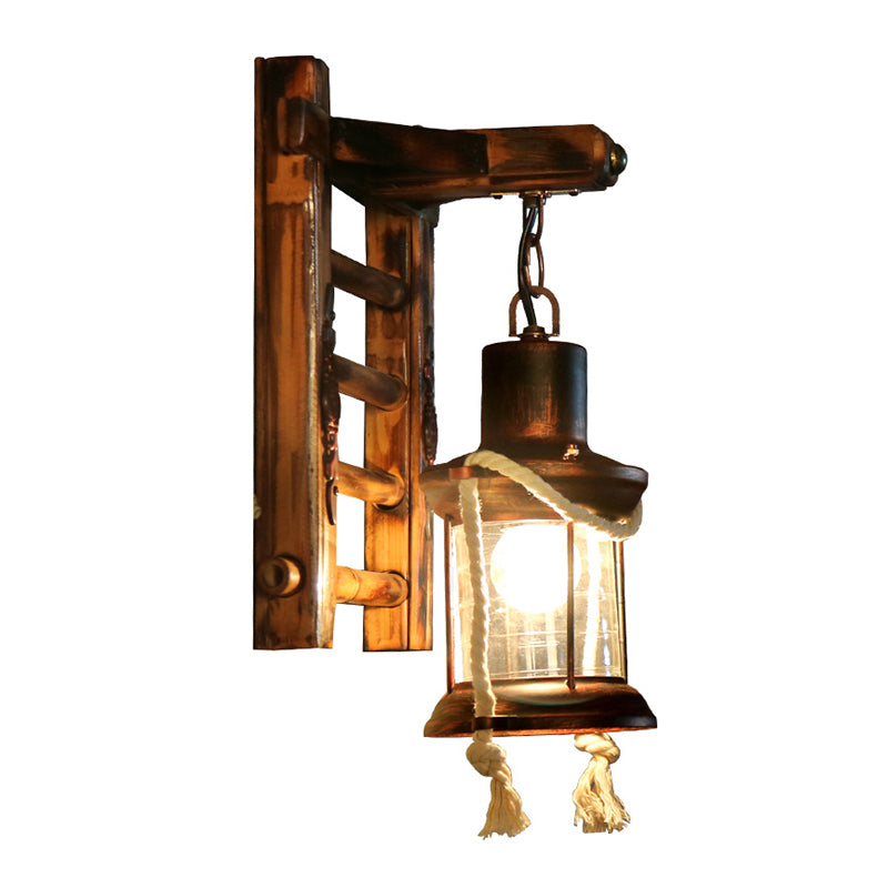 Iron Lantern Kerosene Light Industrial Style Single Corridor Wall Lighting Fixture in Bronze Clearhalo 'Art deco wall lights' 'Cast Iron' 'Glass' 'Industrial wall lights' 'Industrial' 'Middle century wall lights' 'Modern' 'Rustic wall lights' 'Tiffany' 'Traditional wall lights' 'Wall Lamps & Sconces' 'Wall Lights' Lighting' 2217265