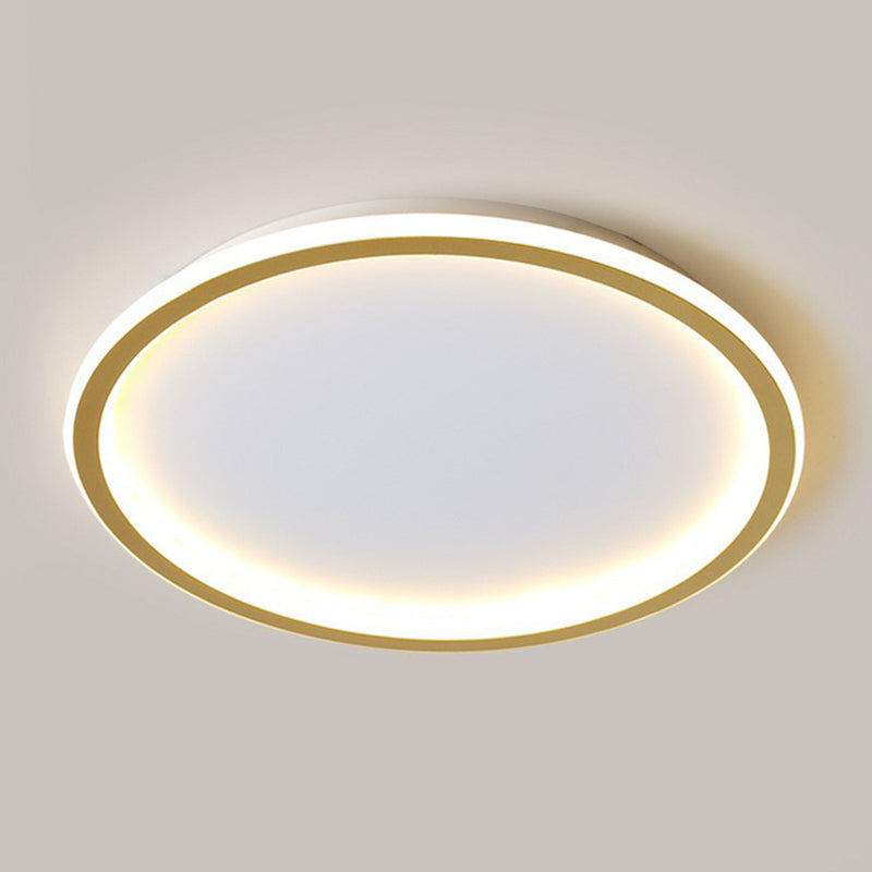 Simplicity Ultrathin Circle Flush Ceiling Light Aluminum Living Room LED Flush Mount Lighting in Gold Gold Clearhalo 'Ceiling Lights' 'Close To Ceiling Lights' 'Close to ceiling' 'Flush mount' Lighting' 2217352