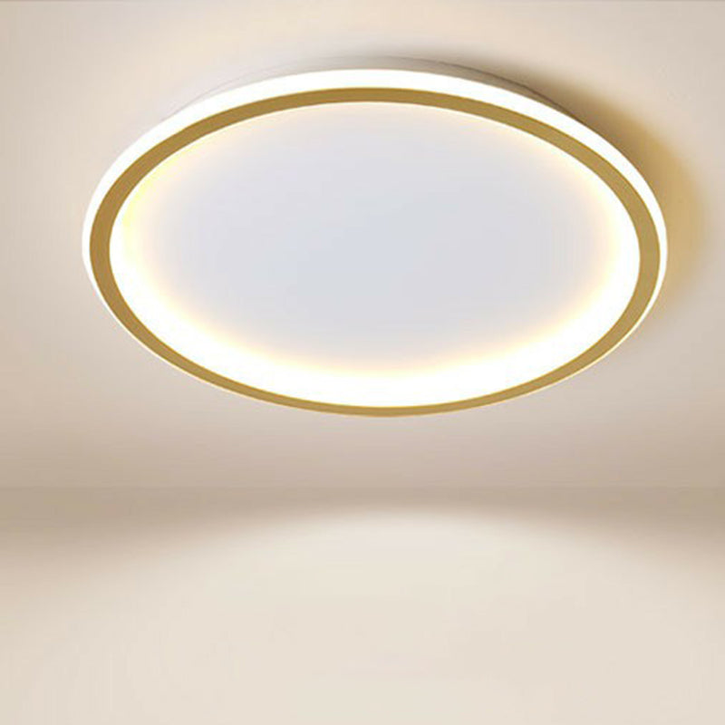 Simplicity Ultrathin Circle Flush Ceiling Light Aluminum Living Room LED Flush Mount Lighting in Gold Clearhalo 'Ceiling Lights' 'Close To Ceiling Lights' 'Close to ceiling' 'Flush mount' Lighting' 2217353