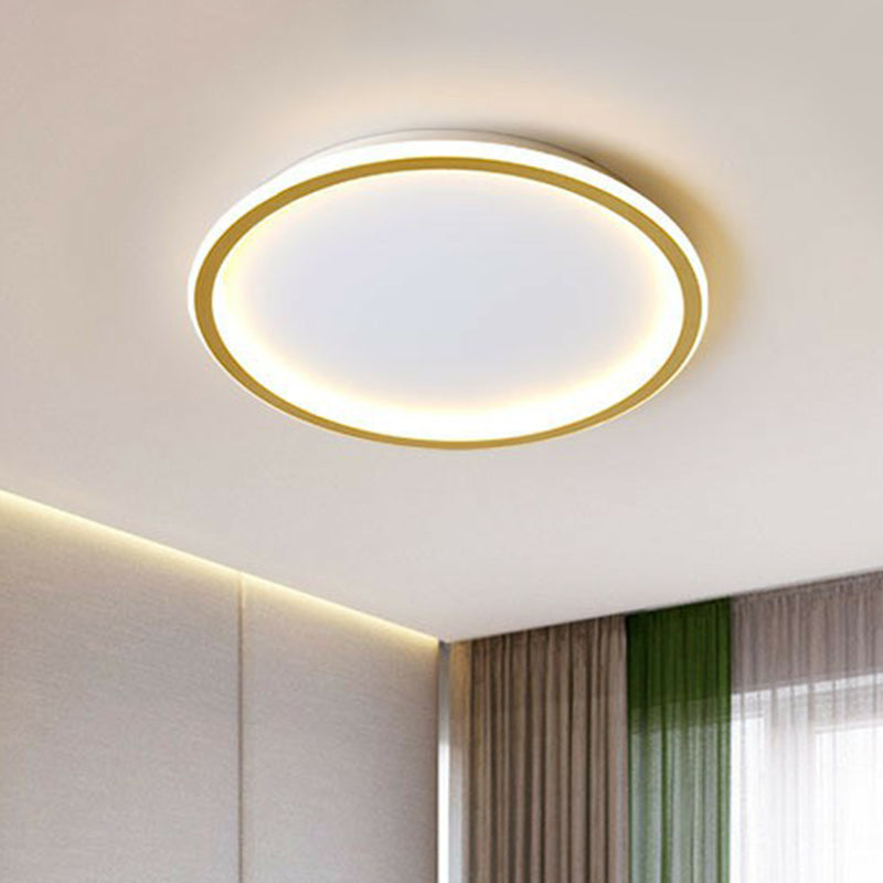 Simplicity Ultrathin Circle Flush Ceiling Light Aluminum Living Room LED Flush Mount Lighting in Gold Clearhalo 'Ceiling Lights' 'Close To Ceiling Lights' 'Close to ceiling' 'Flush mount' Lighting' 2217355