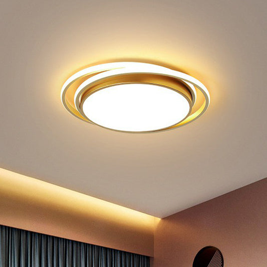 Circle Shaped Bedroom Flush Light Acrylic Modern Style LED Flush Ceiling Light Fixture Gold Clearhalo 'Ceiling Lights' 'Close To Ceiling Lights' 'Close to ceiling' 'Flush mount' Lighting' 2217393