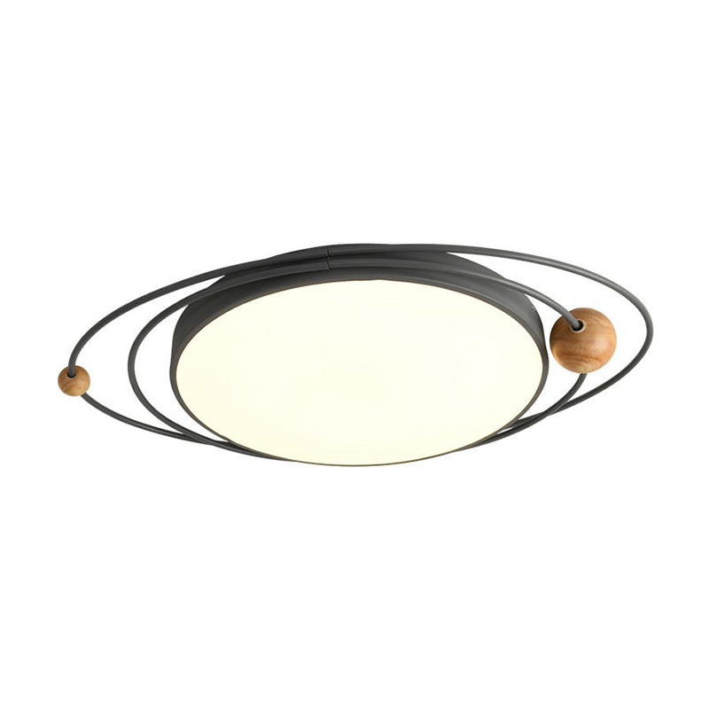 Metal Planet Flush Ceiling Light Contemporary Living Room LED Flush Mount Lighting Fixture Black Clearhalo 'Ceiling Lights' 'Close To Ceiling Lights' 'Close to ceiling' 'Flush mount' Lighting' 2217413