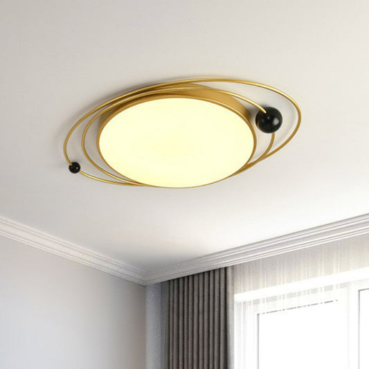 Metal Planet Flush Ceiling Light Contemporary Living Room LED Flush Mount Lighting Fixture Gold Clearhalo 'Ceiling Lights' 'Close To Ceiling Lights' 'Close to ceiling' 'Flush mount' Lighting' 2217414