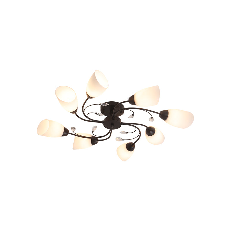 Modern 4/6/8 Lights Semi Flush Mount Light with Bevel Glass Shade Black Windmill Ceiling Mount Light Clearhalo 'Ceiling Lights' 'Close To Ceiling Lights' 'Close to ceiling' 'Semi-flushmount' Lighting' 221746