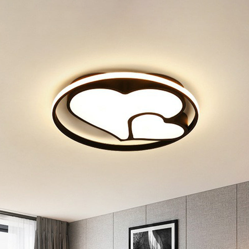 Heart Flush Ceiling Light Contemporary Metallic Black LED Flush Mount Lighting Fixture Clearhalo 'Ceiling Lights' 'Close To Ceiling Lights' 'Close to ceiling' 'Flush mount' Lighting' 2217466