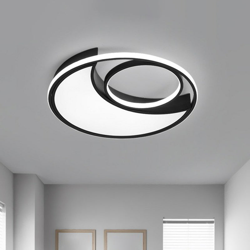 Crescent Bedroom LED Flush Mount Light Acrylic Simplicity Flush Mount Ceiling Light in Black Black White Clearhalo 'Ceiling Lights' 'Close To Ceiling Lights' 'Close to ceiling' 'Flush mount' Lighting' 2217473