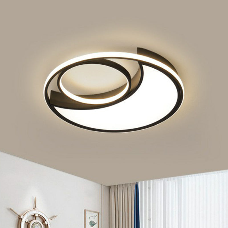 Crescent Bedroom LED Flush Mount Light Acrylic Simplicity Flush Mount Ceiling Light in Black Black Clearhalo 'Ceiling Lights' 'Close To Ceiling Lights' 'Close to ceiling' 'Flush mount' Lighting' 2217474