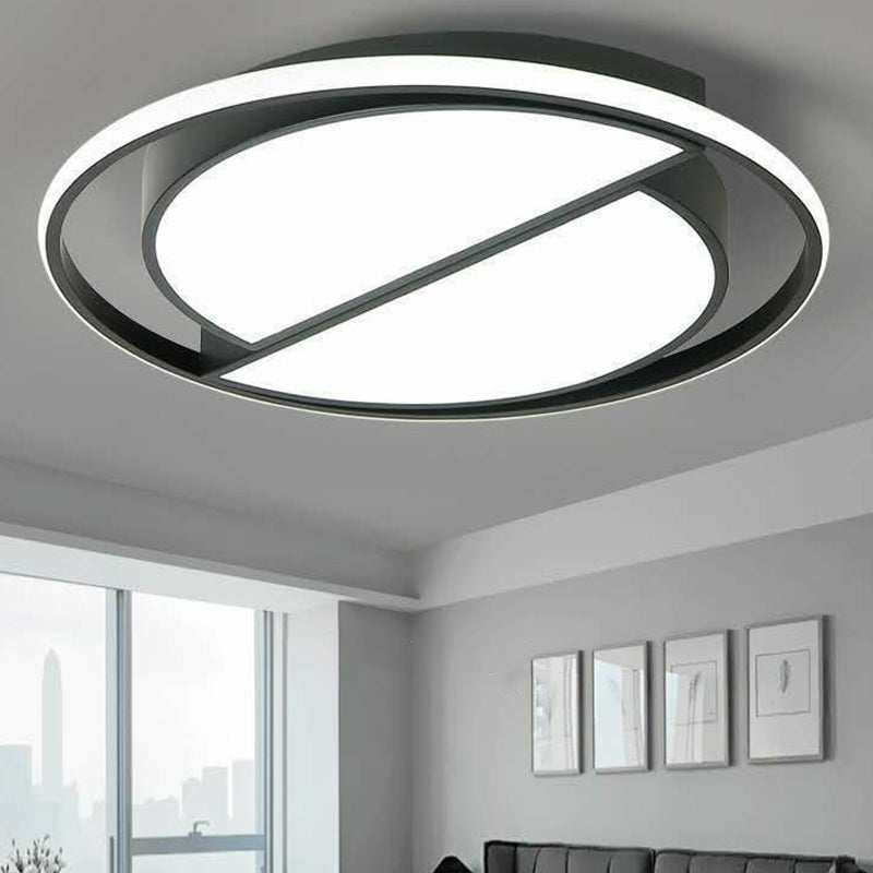 Modern Style Geometric Flush Light Metal Living Room LED Flush Ceiling Light Fixture in Black Black H Clearhalo 'Ceiling Lights' 'Close To Ceiling Lights' 'Close to ceiling' 'Flush mount' Lighting' 2217478