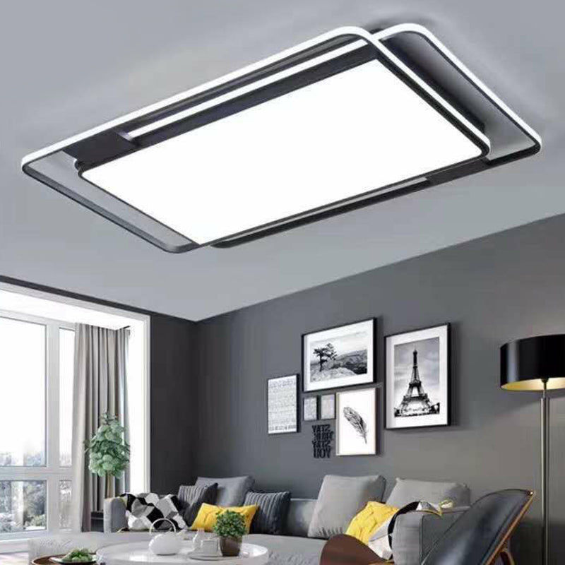 Modern Style Geometric Flush Light Metal Living Room LED Flush Ceiling Light Fixture in Black Black E Clearhalo 'Ceiling Lights' 'Close To Ceiling Lights' 'Close to ceiling' 'Flush mount' Lighting' 2217480