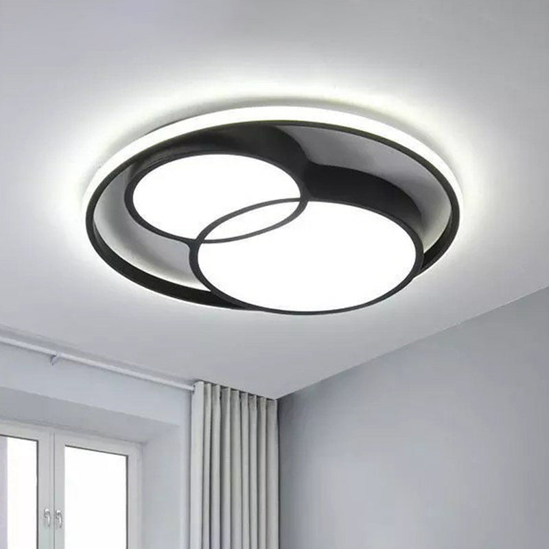 Modern Style Geometric Flush Light Metal Living Room LED Flush Ceiling Light Fixture in Black Black G Clearhalo 'Ceiling Lights' 'Close To Ceiling Lights' 'Close to ceiling' 'Flush mount' Lighting' 2217481