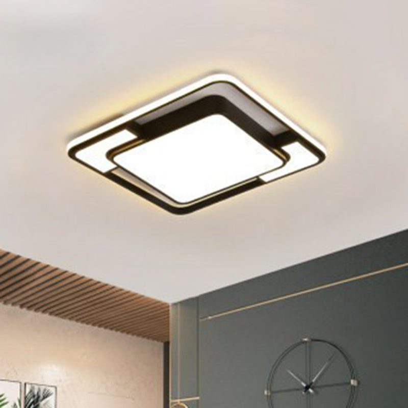 Modern Style Geometric Flush Light Metal Living Room LED Flush Ceiling Light Fixture in Black Black A Clearhalo 'Ceiling Lights' 'Close To Ceiling Lights' 'Close to ceiling' 'Flush mount' Lighting' 2217482