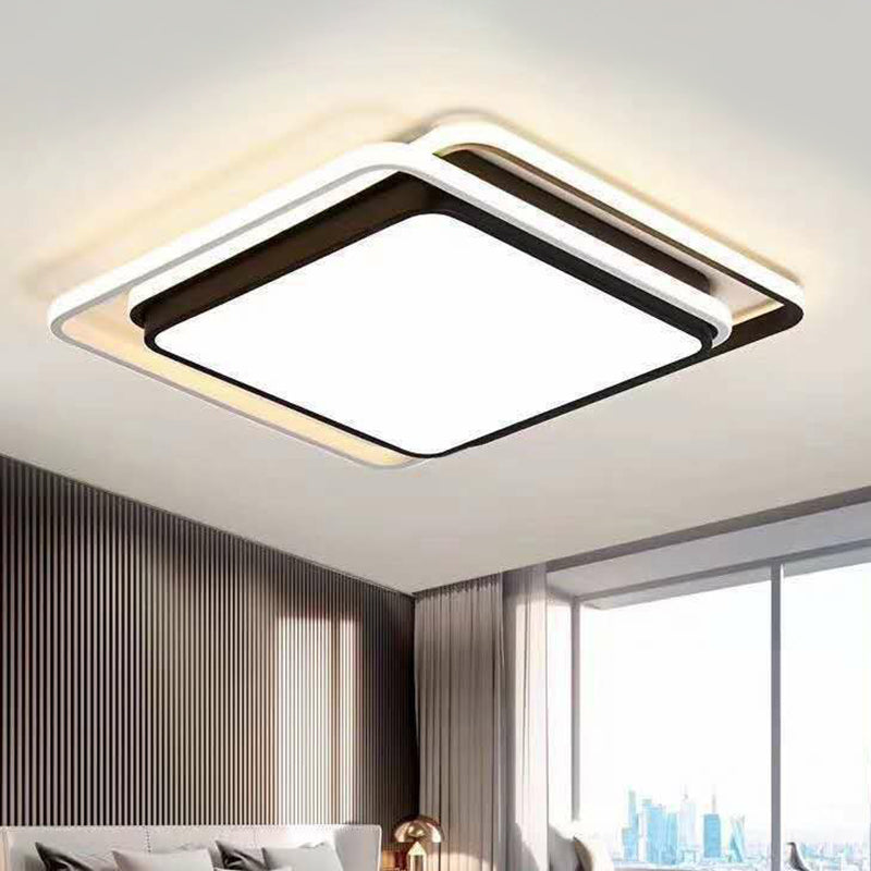 Modern Style Geometric Flush Light Metal Living Room LED Flush Ceiling Light Fixture in Black Black F Clearhalo 'Ceiling Lights' 'Close To Ceiling Lights' 'Close to ceiling' 'Flush mount' Lighting' 2217483