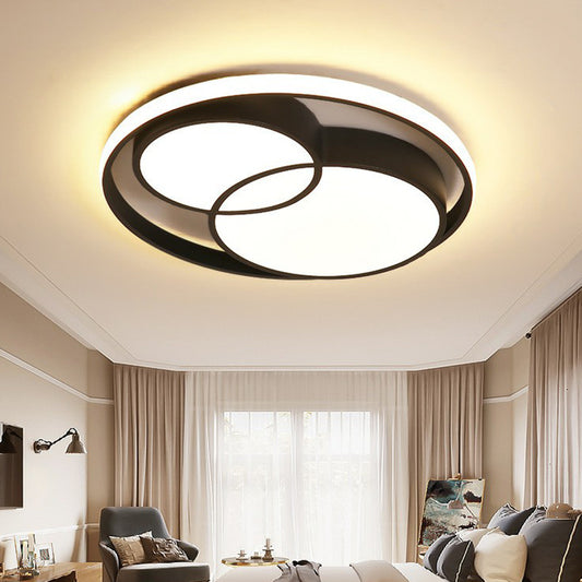 Aluminum Round LED Flush Mount Nordic Style Black Flushmount Ceiling Light for Bedroom Clearhalo 'Ceiling Lights' 'Close To Ceiling Lights' 'Close to ceiling' 'Flush mount' Lighting' 2217492