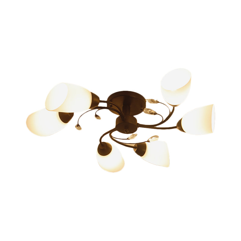 Modern 4/6/8 Lights Semi Flush Mount Light with Bevel Glass Shade Black Windmill Ceiling Mount Light Clearhalo 'Ceiling Lights' 'Close To Ceiling Lights' 'Close to ceiling' 'Semi-flushmount' Lighting' 221750