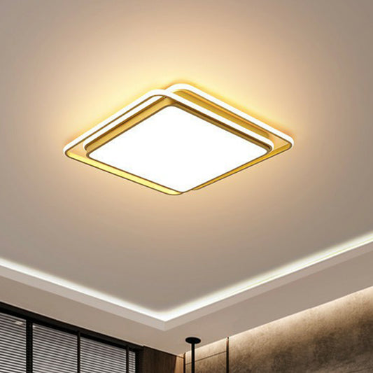 Geometrical Flush Mount Lighting Minimalist Acrylic Bedroom LED Flush Mount Fixture in Gold Gold A Clearhalo 'Ceiling Lights' 'Close To Ceiling Lights' 'Close to ceiling' 'Flush mount' Lighting' 2217518