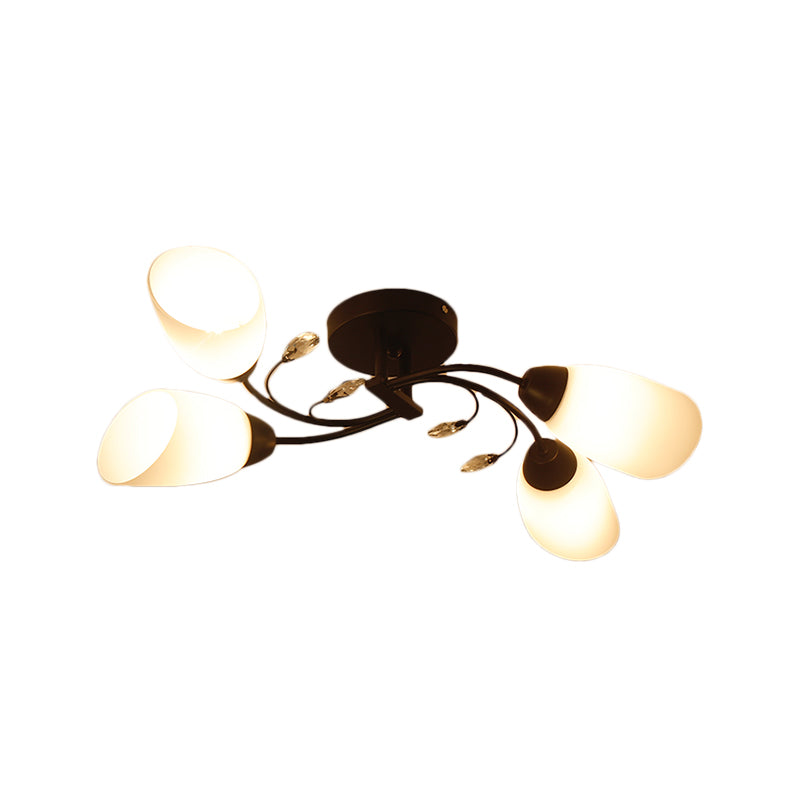 Modern 4/6/8 Lights Semi Flush Mount Light with Bevel Glass Shade Black Windmill Ceiling Mount Light Clearhalo 'Ceiling Lights' 'Close To Ceiling Lights' 'Close to ceiling' 'Semi-flushmount' Lighting' 221754