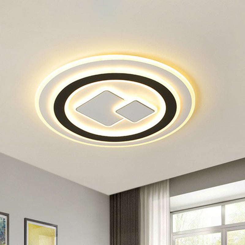 Geometric Acrylic Flush Ceiling Light Contemporary Black LED Flush Mount Lighting Fixture Black Square Plate Clearhalo 'Ceiling Lights' 'Close To Ceiling Lights' 'Close to ceiling' 'Flush mount' Lighting' 2217559