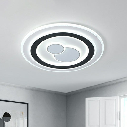 Geometric Acrylic Flush Ceiling Light Contemporary Black LED Flush Mount Lighting Fixture Black White Round Clearhalo 'Ceiling Lights' 'Close To Ceiling Lights' 'Close to ceiling' 'Flush mount' Lighting' 2217560