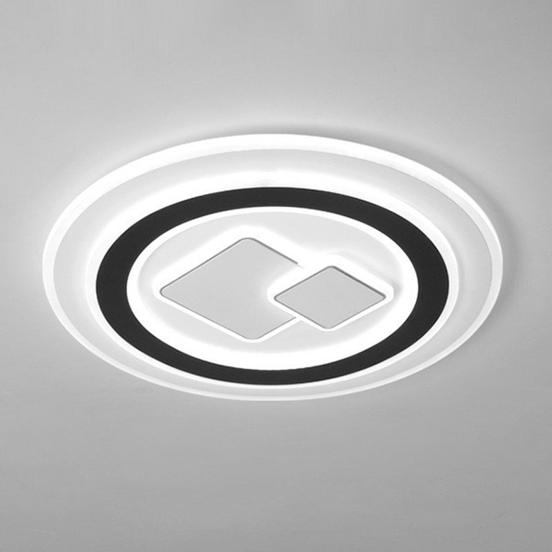 Geometric Acrylic Flush Ceiling Light Contemporary Black LED Flush Mount Lighting Fixture Black White Square Plate Clearhalo 'Ceiling Lights' 'Close To Ceiling Lights' 'Close to ceiling' 'Flush mount' Lighting' 2217563