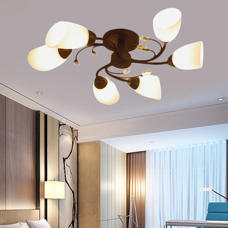 Modern 4/6/8 Lights Semi Flush Mount Light with Bevel Glass Shade Black Windmill Ceiling Mount Light Clearhalo 'Ceiling Lights' 'Close To Ceiling Lights' 'Close to ceiling' 'Semi-flushmount' Lighting' 221758