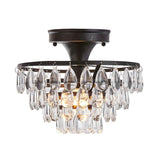 Tapered Semi Flush Mount Light Vintage Teardrop Crystal 1 Light Black Ceiling Flush for Living Room Clearhalo 'Ceiling Lights' 'Close To Ceiling Lights' 'Close to ceiling' 'Semi-flushmount' Lighting' 221762