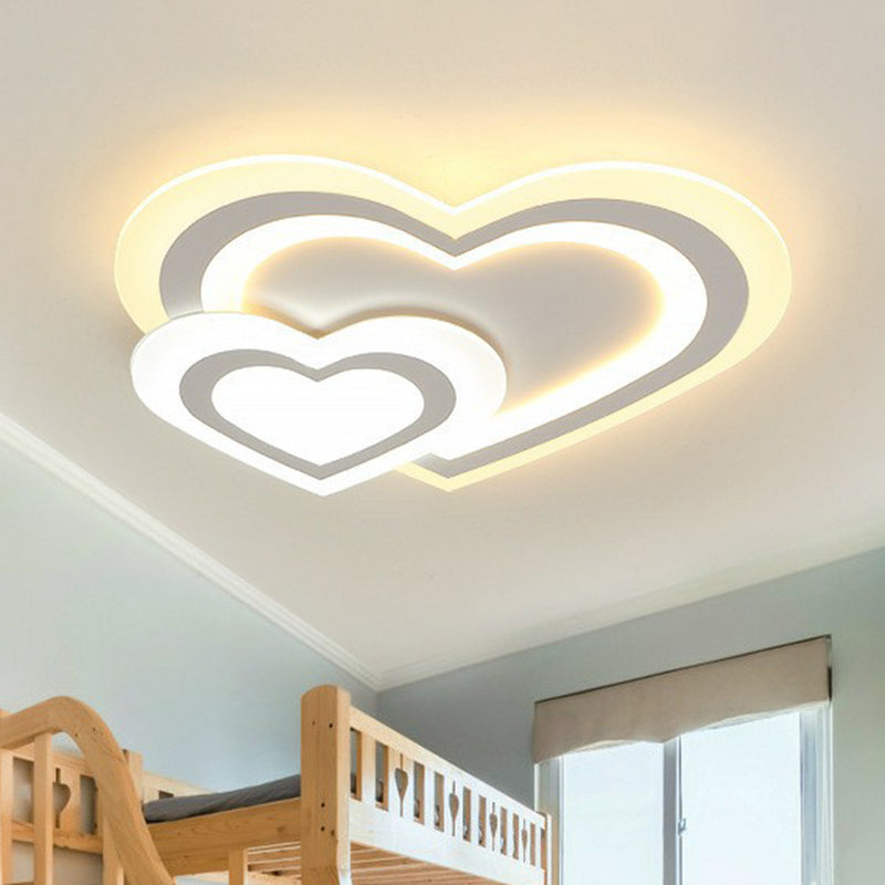 Acrylic Shaded Flush Mount Lighting Kids Style White LED Flush Mount Fixture for Bedroom White Loving Heart Clearhalo 'Ceiling Lights' 'Close To Ceiling Lights' 'Close to ceiling' 'Flush mount' Lighting' 2217645