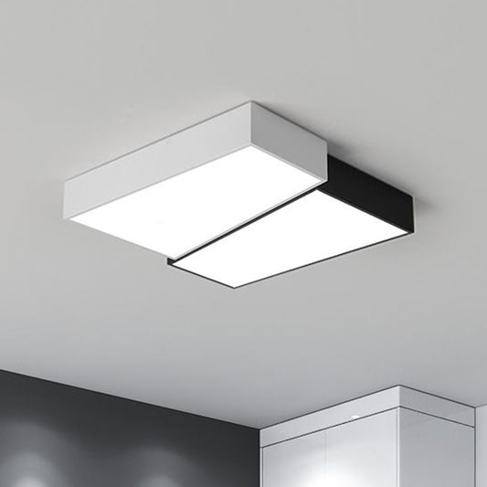 Splicing Square Bedroom LED Flush Mount Acrylic Simplicity Flushmount Ceiling Light in Black and White Black-White White Clearhalo 'Ceiling Lights' 'Close To Ceiling Lights' 'Close to ceiling' 'Flush mount' Lighting' 2217667