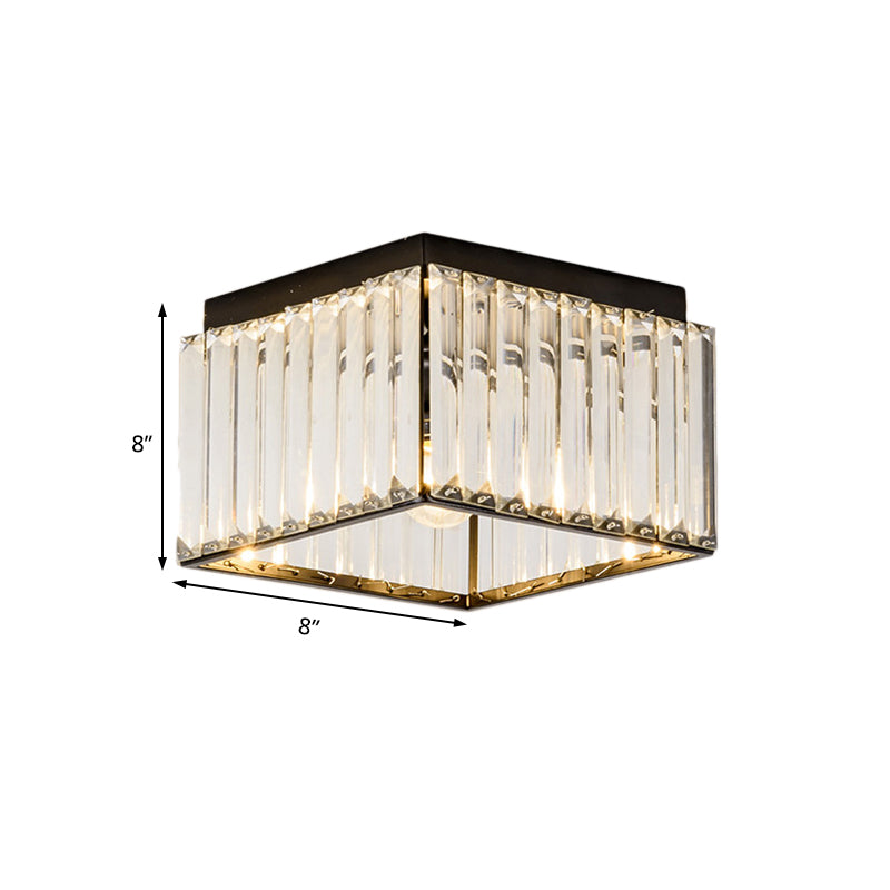 Square Flush Mount Ceiling Light Modern Rectangular-Cut Crystal 1 Light Black Ceiling Light Clearhalo 'Ceiling Lights' 'Close To Ceiling Lights' 'Close to ceiling' 'Flush mount' Lighting' 221768