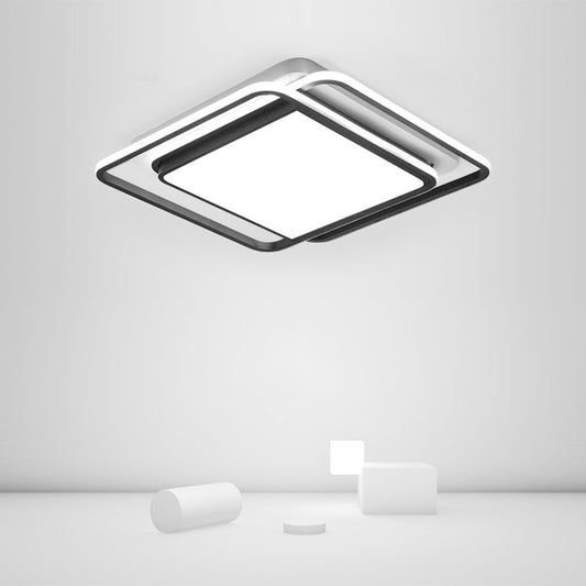 Acrylic Rhombus Flush Light Modern Style Black and White LED Flush Ceiling Light Fixture Clearhalo 'Ceiling Lights' 'Close To Ceiling Lights' 'Close to ceiling' 'Flush mount' Lighting' 2217680