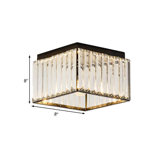 Square Flush Mount Ceiling Light Modern Rectangular-Cut Crystal 1 Light Black Ceiling Light Clearhalo 'Ceiling Lights' 'Close To Ceiling Lights' 'Close to ceiling' 'Flush mount' Lighting' 221768