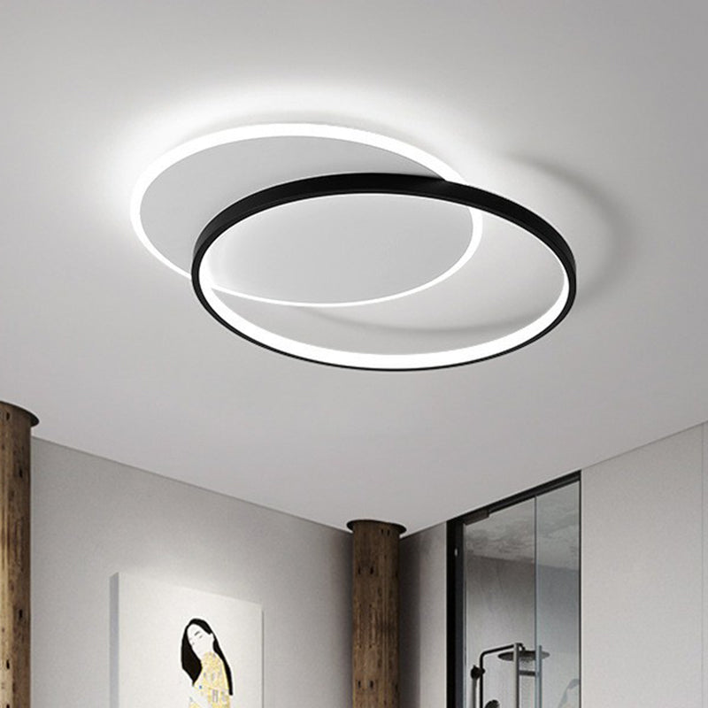 Geometrical Flush Ceiling Light Contemporary Metal Black LED Flush Mount Lighting Fixture Black White Round Clearhalo 'Ceiling Lights' 'Close To Ceiling Lights' 'Close to ceiling' 'Flush mount' Lighting' 2217696