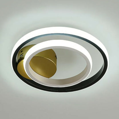 Geometric Corridor Flush Light Aluminum Modern Style LED Flush Ceiling Light Fixture in Black and White Black-White White Round Clearhalo 'Ceiling Lights' 'Close To Ceiling Lights' 'Close to ceiling' 'Flush mount' Lighting' 2217700