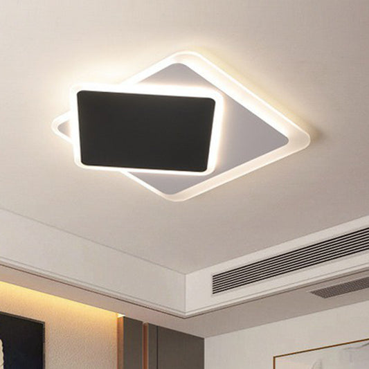 Metallic Squared Flush Ceiling Light Contemporary Black LED Flush Mount Lighting Fixture Black Clearhalo 'Ceiling Lights' 'Close To Ceiling Lights' 'Close to ceiling' 'Flush mount' Lighting' 2217719