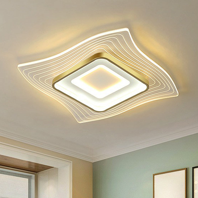 Acrylic Extra-Thin Flush Ceiling Light Contemporary Gold LED Flush Mount Lighting Fixture Gold Remote Control Stepless Dimming Clearhalo 'Ceiling Lights' 'Close To Ceiling Lights' 'Close to ceiling' 'Flush mount' Lighting' 2217749