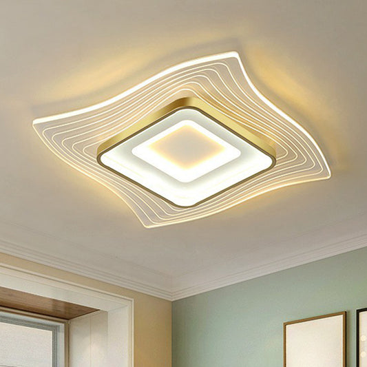 Acrylic Extra-Thin Flush Ceiling Light Contemporary Gold LED Flush Mount Lighting Fixture Gold Remote Control Stepless Dimming Clearhalo 'Ceiling Lights' 'Close To Ceiling Lights' 'Close to ceiling' 'Flush mount' Lighting' 2217749
