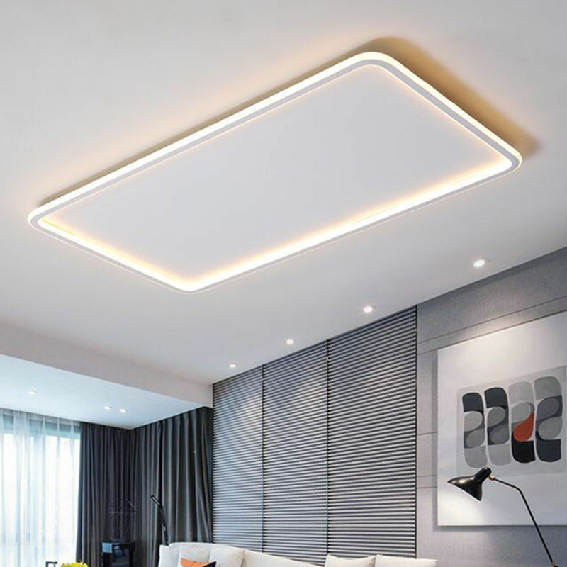 Extra-Thin Bedroom LED Flush Mount Aluminum Modern Flushmount Ceiling Light in White White Rectangle Clearhalo 'Ceiling Lights' 'Close To Ceiling Lights' 'Close to ceiling' 'Flush mount' Lighting' 2217764