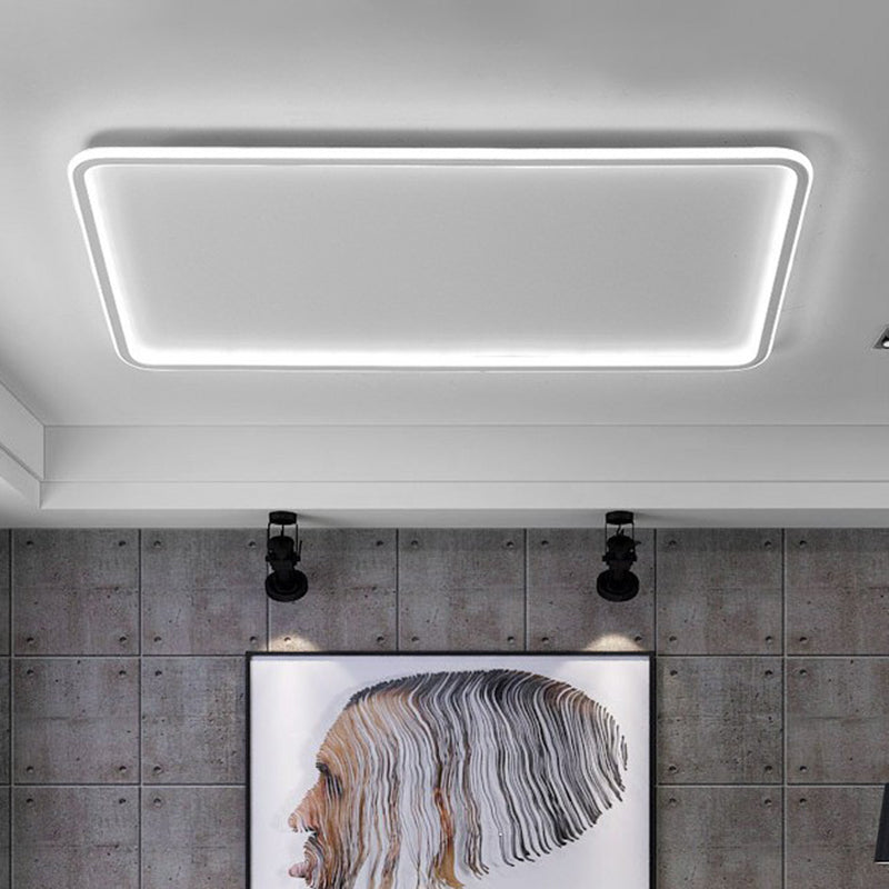 Extra-Thin Bedroom LED Flush Mount Aluminum Modern Flushmount Ceiling Light in White White Rectangle Clearhalo 'Ceiling Lights' 'Close To Ceiling Lights' 'Close to ceiling' 'Flush mount' Lighting' 2217766