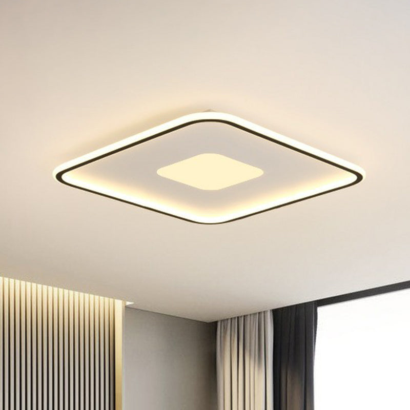 Nordic Rectangular Flush Ceiling Light Aluminum Living Room LED Flush Mount Lighting Fixture Black Clearhalo 'Ceiling Lights' 'Close To Ceiling Lights' 'Close to ceiling' 'Flush mount' Lighting' 2217773