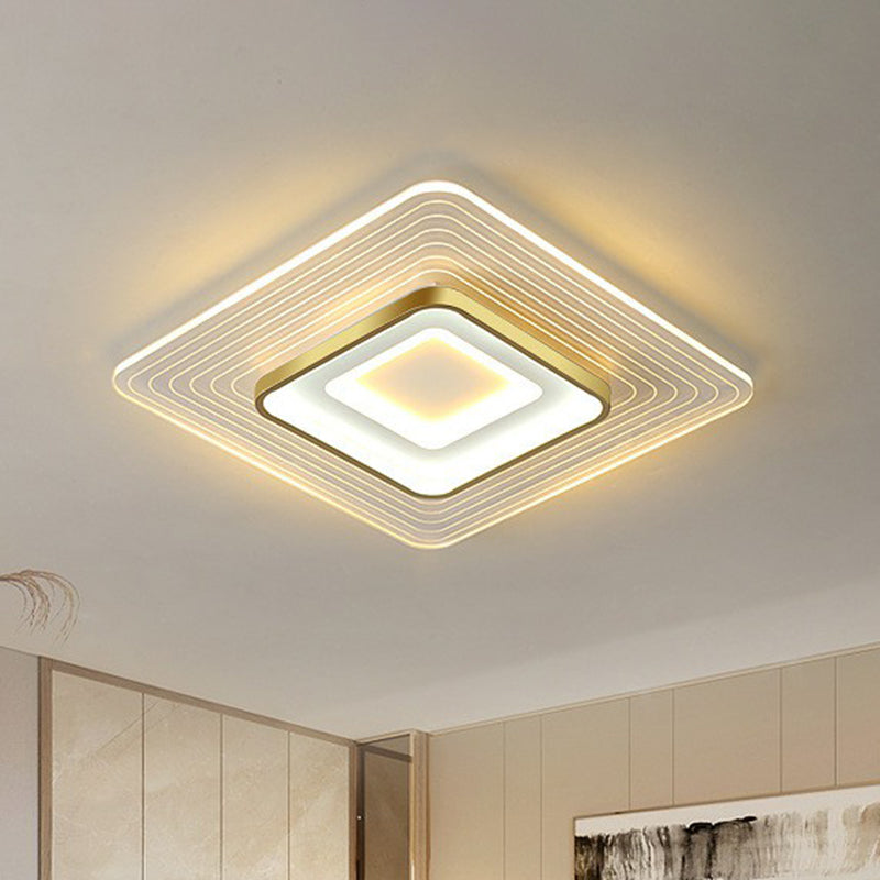 Geometrical LED Flush Mount Light Simplicity Acrylic Living Room Flush Mount Ceiling Light in Gold Gold Clearhalo 'Ceiling Lights' 'Close To Ceiling Lights' 'Close to ceiling' 'Flush mount' Lighting' 2217778