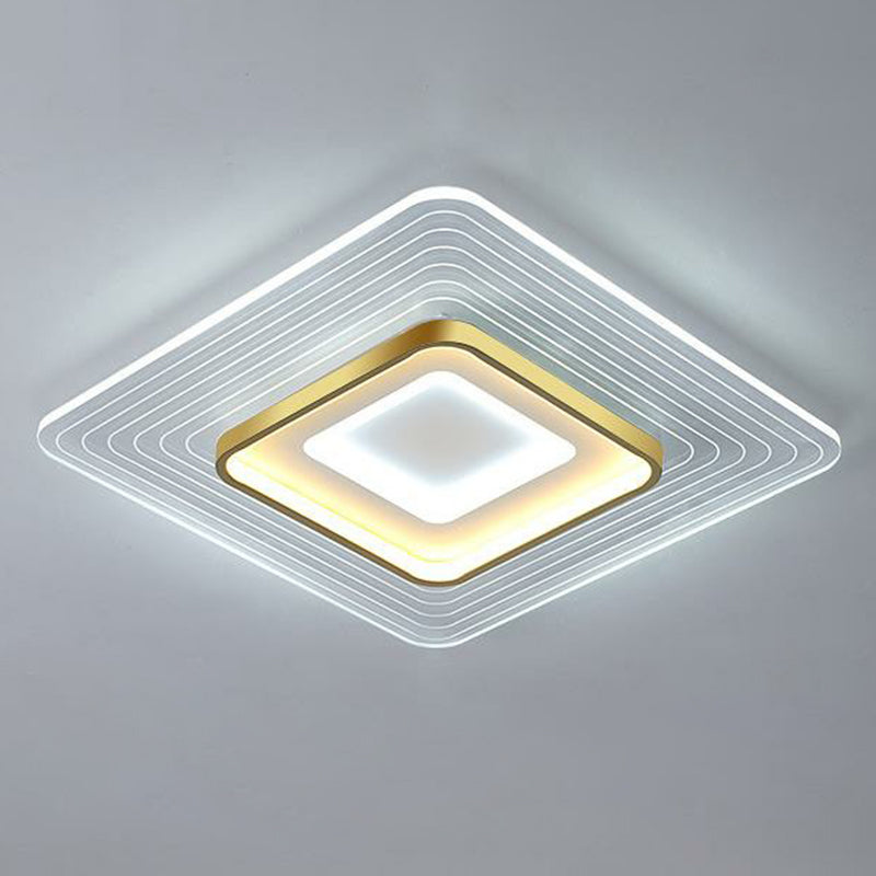 Geometrical LED Flush Mount Light Simplicity Acrylic Living Room Flush Mount Ceiling Light in Gold Gold White Clearhalo 'Ceiling Lights' 'Close To Ceiling Lights' 'Close to ceiling' 'Flush mount' Lighting' 2217779