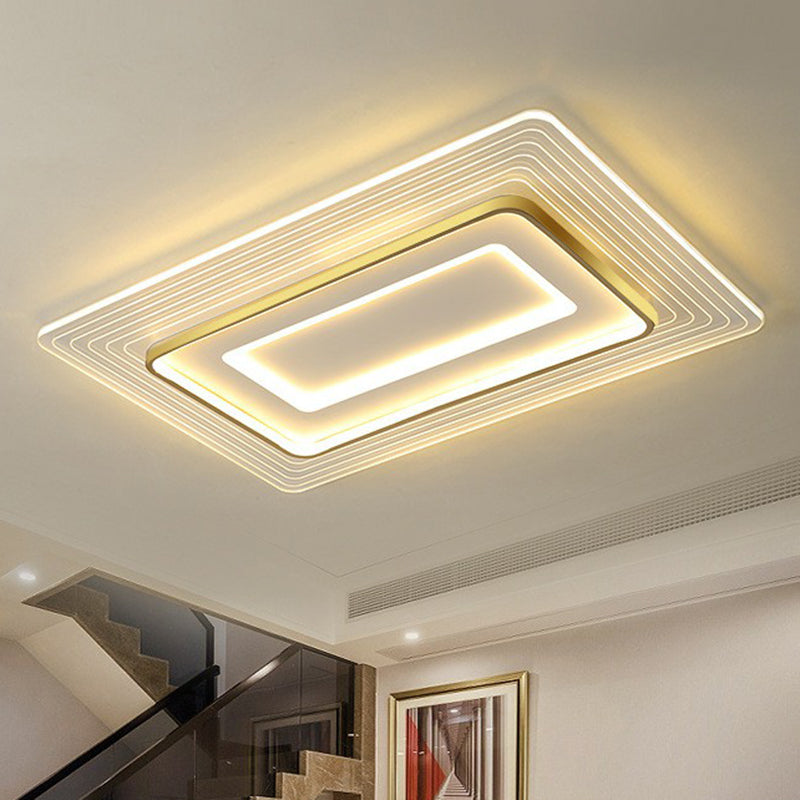 Geometrical LED Flush Mount Light Simplicity Acrylic Living Room Flush Mount Ceiling Light in Gold Gold 31.5" Clearhalo 'Ceiling Lights' 'Close To Ceiling Lights' 'Close to ceiling' 'Flush mount' Lighting' 2217780