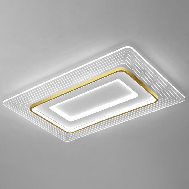 Geometrical LED Flush Mount Light Simplicity Acrylic Living Room Flush Mount Ceiling Light in Gold Gold 31.5" White Clearhalo 'Ceiling Lights' 'Close To Ceiling Lights' 'Close to ceiling' 'Flush mount' Lighting' 2217782