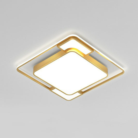 Gold Geometrical LED Flush Mount Modern Acrylic Flushmount Ceiling Light for Living Room Gold Clearhalo 'Ceiling Lights' 'Close To Ceiling Lights' 'Close to ceiling' 'Flush mount' Lighting' 2217804