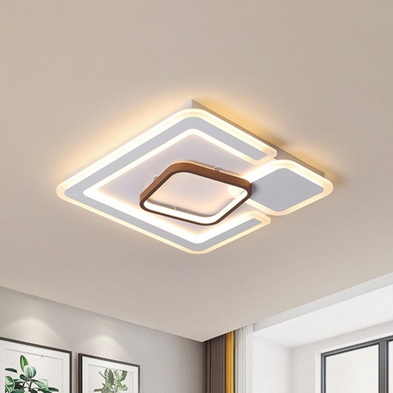 Nordic Geometrical LED Flush Mount Acrylic Living Room Flushmount Ceiling Light in Coffee Coffee Clearhalo 'Ceiling Lights' 'Close To Ceiling Lights' 'Close to ceiling' 'Flush mount' Lighting' 2217834